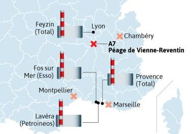 Routiers : la raffinerie de Feyzin et le péage de Reventin pourraient être bloqués lundi