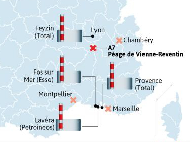 Routiers : la raffinerie de Feyzin et le péage de Reventin pourraient être bloqués lundi