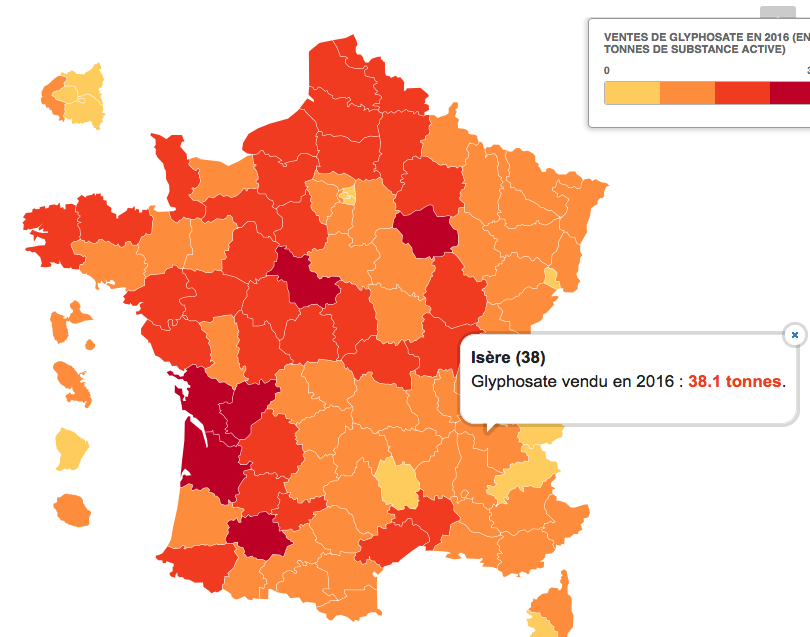 Glyphosate : dans la moyenne basse française, l’Isère en épand 38,1 tonnes…
