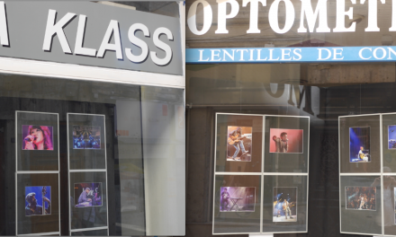 Initiative originale : des vitrines qui servent de cimaises Jazz, rue Marchande à Vienne