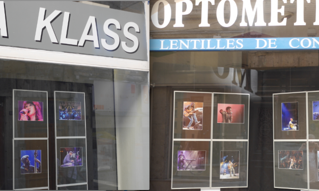 Initiative originale : des vitrines qui servent de cimaises Jazz, rue Marchande à Vienne