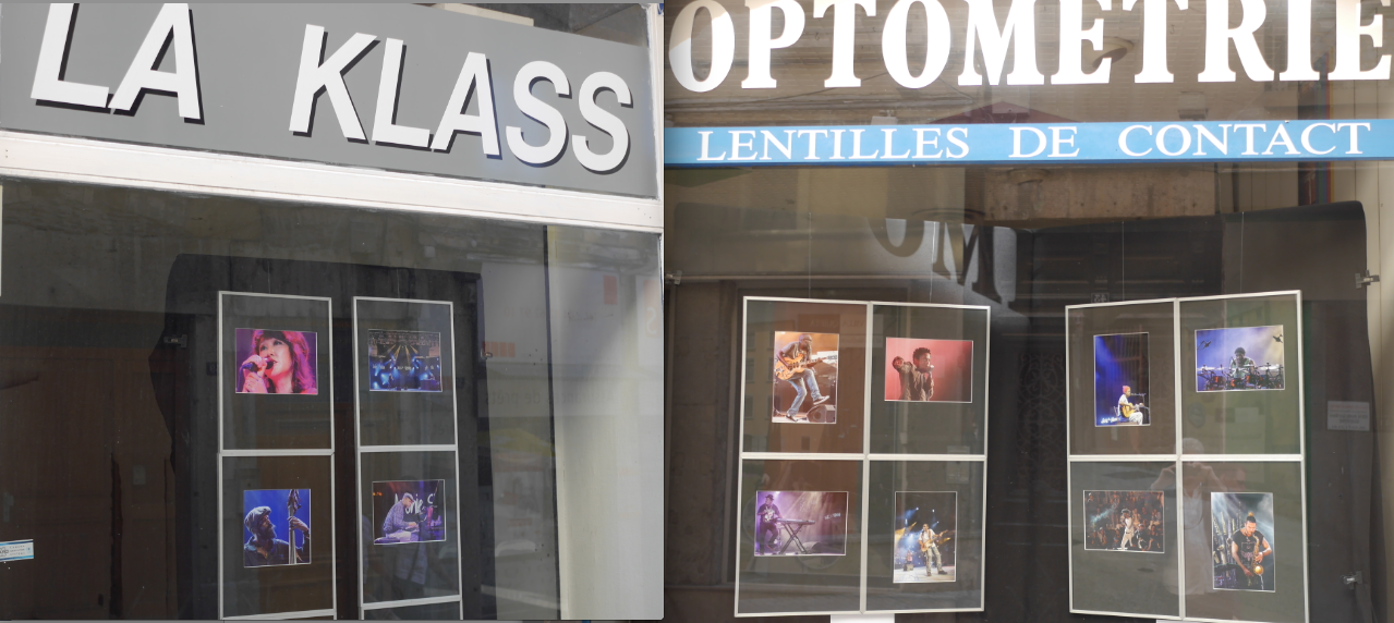 Initiative originale : des vitrines qui servent de cimaises Jazz, rue Marchande à Vienne