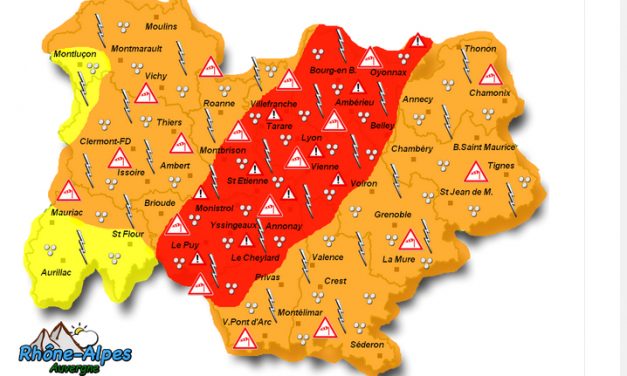 Météo France place l&rsquo;Isère et le Rhône en alerte orange aux orages qui pourraient être violents