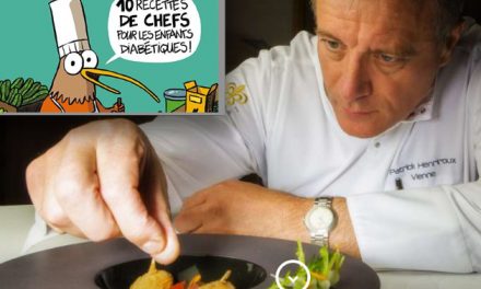 Patrick Henriroux dédicace un livre de recettes pour enfants diabétiques à la librairie Passerelles à Vienne