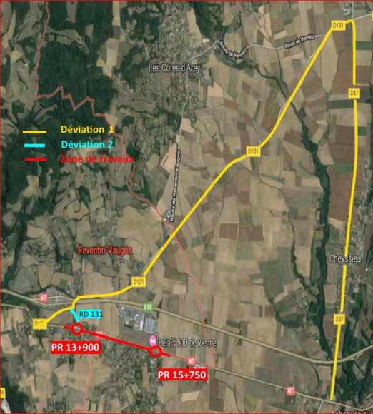 A Reventin-Vaugris et Chonas l’Amballan : un mois de travaux de rénovation de la RN7 qui s’annoncent contraignants