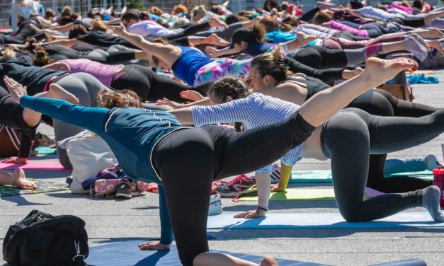Yoga Géant sur le toit du musée de Saint-Romain-en-Gal : 170  suspendues entre ciel et terre
