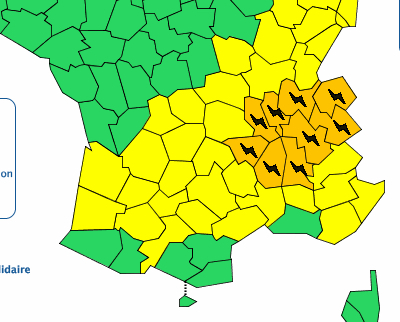 Neuf départements de la région Auvergne-Rhône-Alpes dont l’Isère et le Rhône en alerte orange aux orages
