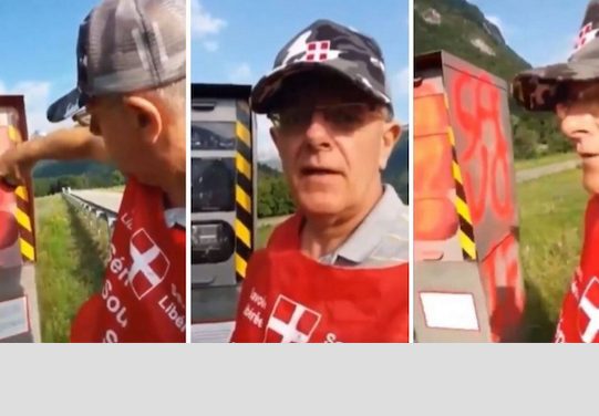 Un indépendantiste savoyard se filme en train de taguer un radar… à visage découvert !