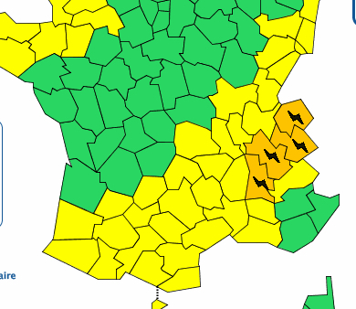 L’Isère placée en vigilance orange aux orages aujourd’hui entre 16 et 22 heures