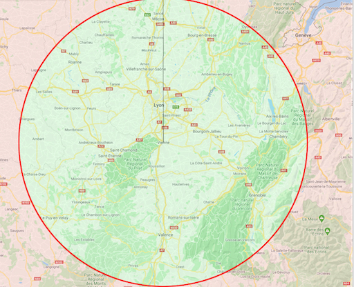 Déconfinement : Les 100 kilomètres autorisés, « à vol d’oiseau » autour de Vienne, la carte et la règle…