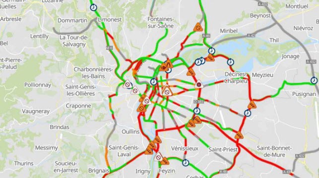 Pour la dernière soirée avant le reconfinement : 500 km de bouchons dans la Métropole lyonnaise !