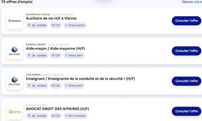 72 emplois en CDI pour les jeunes à Vienne sur le site “1jeune1solution.gouv.fr”