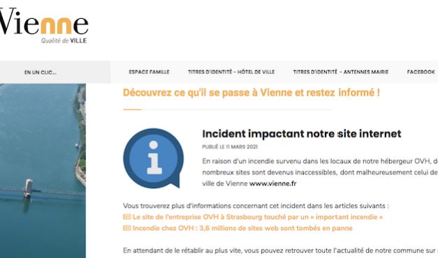 Le site Web de la Ville de Vienne touché par l&rsquo;incendie des serveurs d&rsquo;OVH