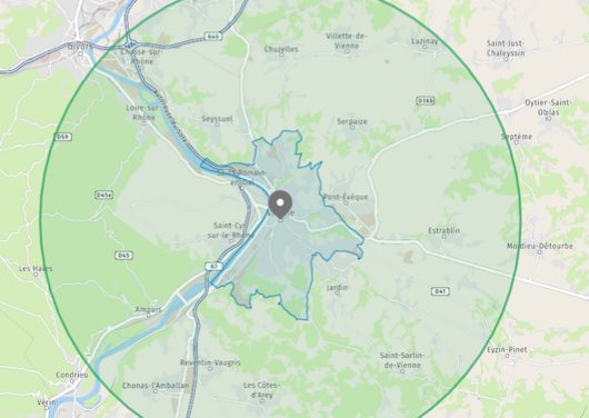 Vienne-Comment calculer la zone des 10 km autour de chez soi ?