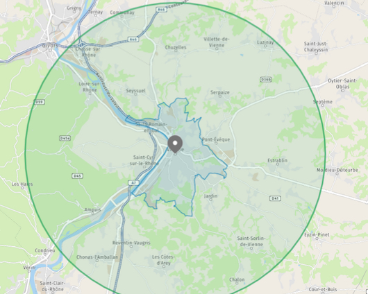 Vienne-Comment calculer la zone des 10 km autour de chez soi ?