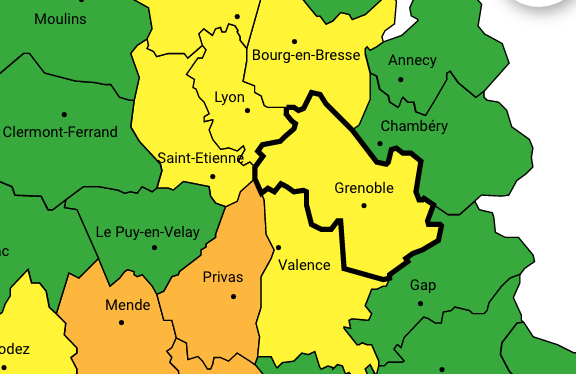 Météo France : épisode cévenol attendu en Ardèche, l’Isère et le Rhône en vigilance jaune