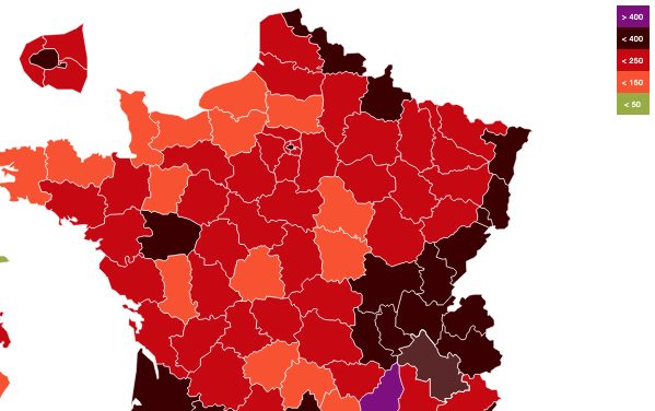 Covid-19-L&rsquo;Isère dont le taux d&rsquo;incidence dépasse la barre de 250, passe du rouge au noir…