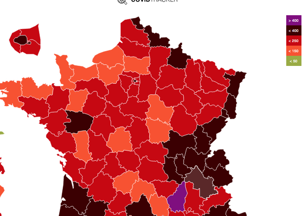 Covid-19-L’Isère dont le taux d’incidence dépasse la barre de 250, passe du rouge au noir…