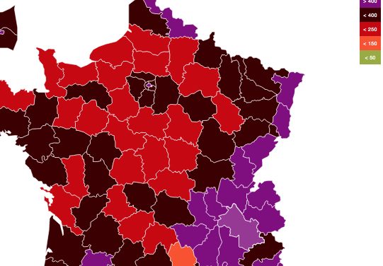 Covid-19 : L&rsquo;Isère dépasse les 400 de taux d&rsquo;incidence et passe au mauve