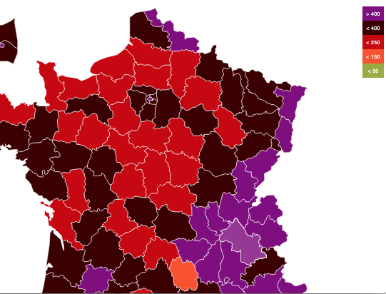 Covid-19 : L’Isère dépasse les 400 de taux d’incidence et passe au mauve