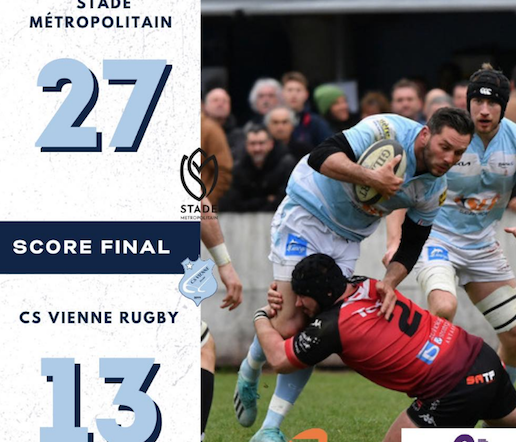 Rugby-Le match qu’il ne fallait pas perdre face au Stade Métropolitain : Vienne plonge à la 4ème place
