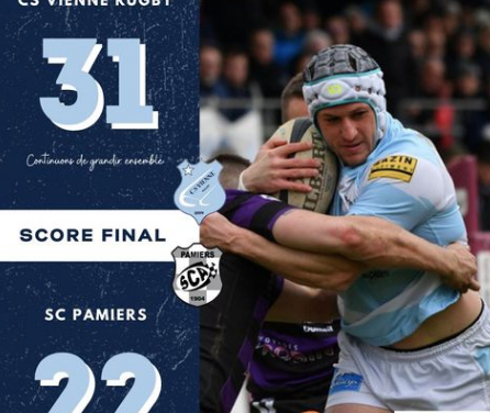 Rugby-8ème de finale aller : belle surprise, les Viennois l’emportent à domicile, face à Pamiers