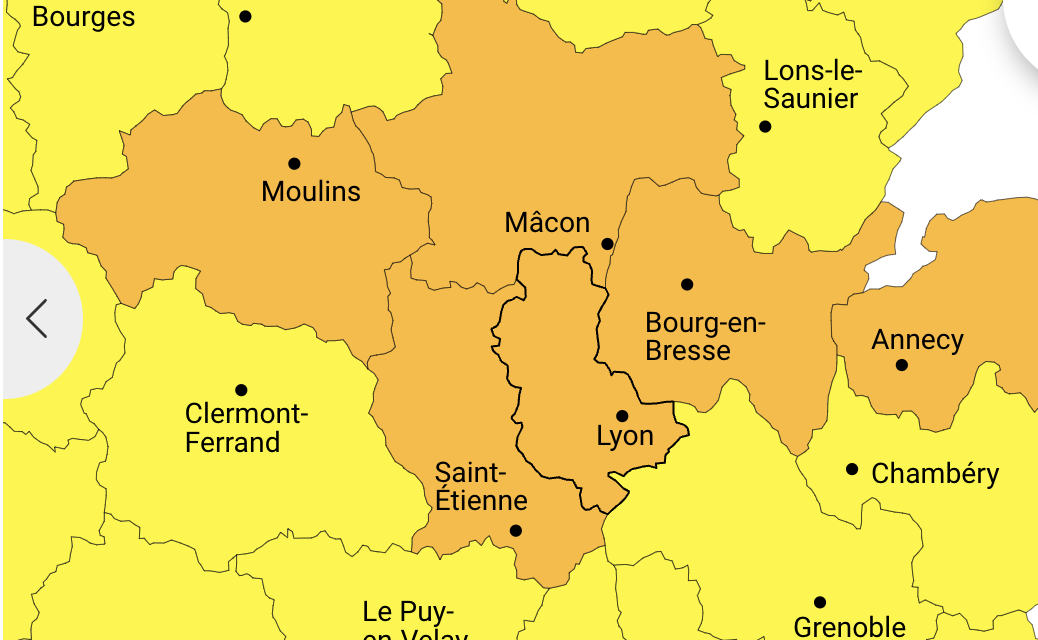 Météo : cette nuit,  de 1 à 5 cm en plaine ?  La Loire et le Rhône en vigilance  orange neige et verglas, l’Isère en jaune