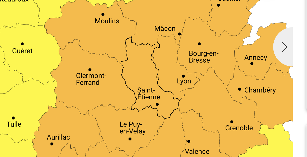 Neuf départements d’Auvergne-Rhône-Alpes dont l’Isère toujours placés en alerte orange canicule, mais désormais aussi orages avec risques de grêle et de vent