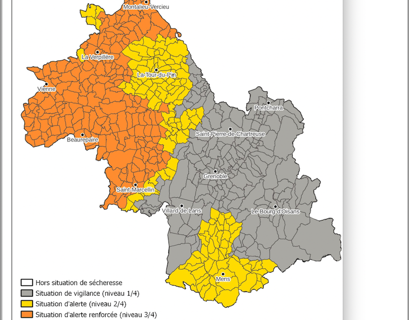 Sécheresse-Economies d’eau : mesures renforcées dans le Nord de l’Isère, 3ème niveau sur 4…