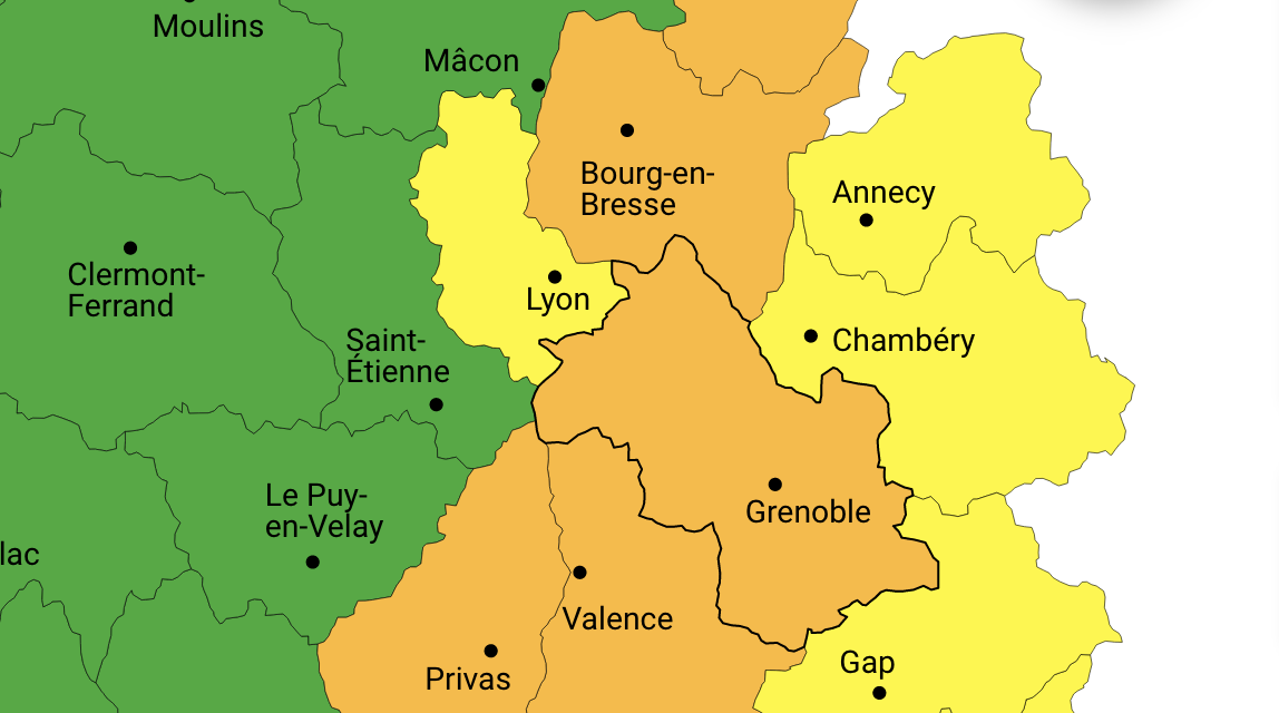 Alerte météo aux orages et pluie/inondations à partir de ce soir minuit en Isère : vent et cumuls de précipitations de 30 à 40 mm/h annoncés