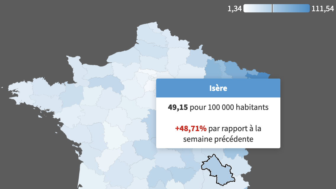 L’hiver venant, l’épidémie de Covid-19 reprend en Isère, à des niveaux encore faibles