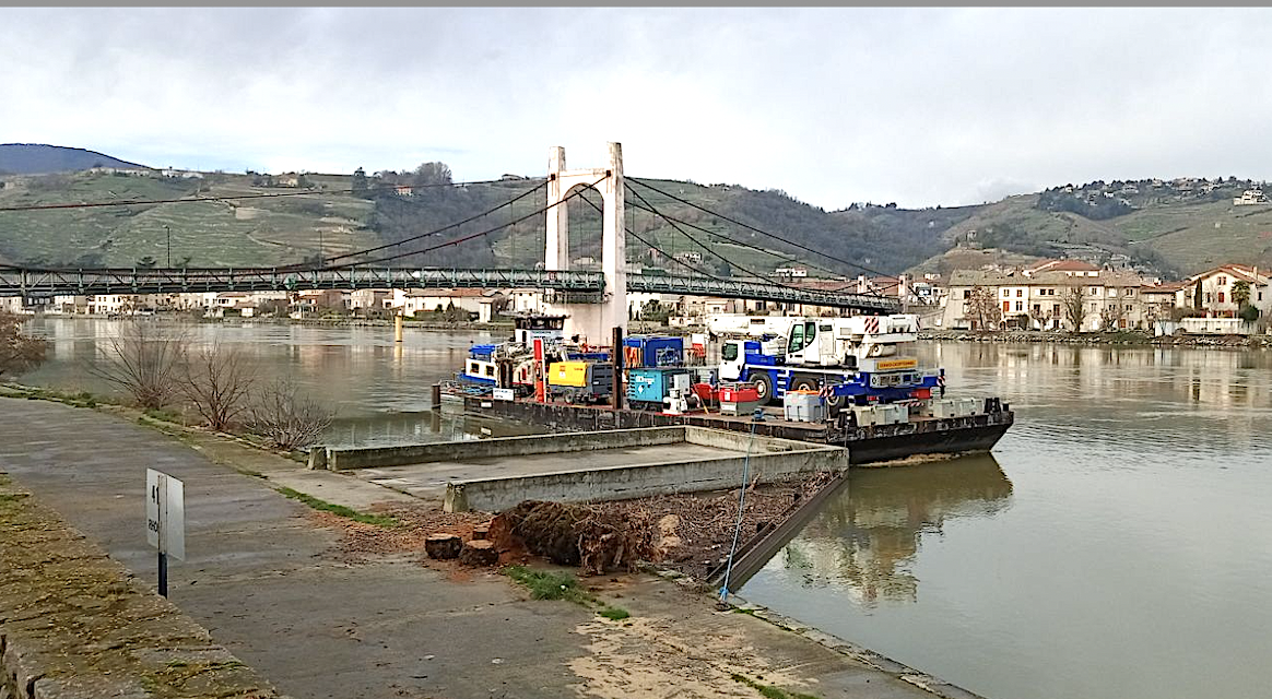 Barge, étude géotechnique et palées : les travaux de sécurisation du pont de Condrieu ont débuté