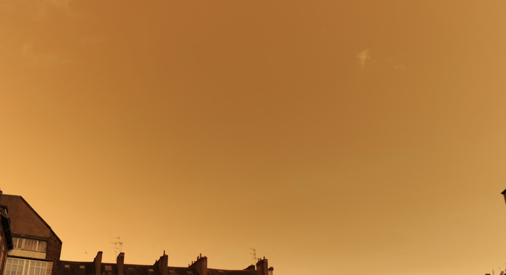 Ciel orangé ce matin : sable du Sahara + pollens+ozone, alerte à la pollution atmosphérique sur le Rhône et le Nord-Isère