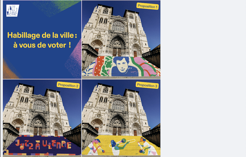 Jazz à Vienne : trois propositions pour la fresque des contremarches de la cathédrale Saint-Maurice, à vous de choisir…