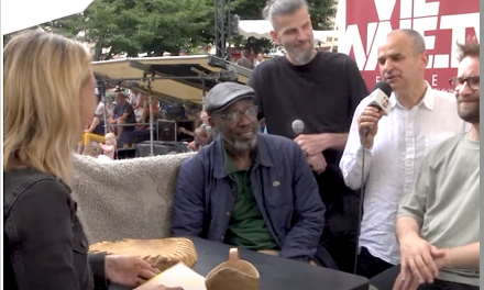 Jazz à Vienne jour 3-Avant leur formidable concert au théâtre antique, «Les  Egarés » (Sissoko, Ségal, Parisien, Peirani) sur le plateau de Jazz’Actu