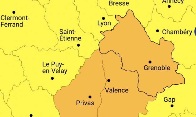 Météo France place l‘Isère en vigilance orange aux orages/pluie inondation à partir de 15 h. Risques de grêle