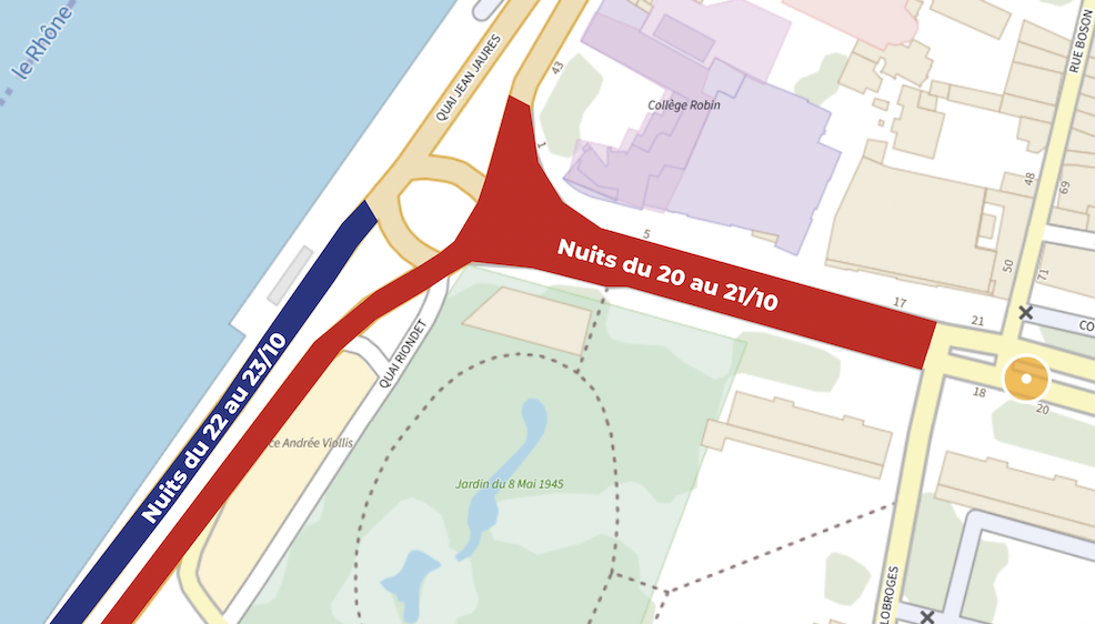 Cours Brillier et halte fluviale à Vienne : travaux de nuit annoncés la semaine prochaine avec coupures de la circulation