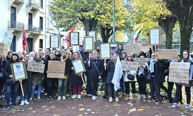 Ils accompagnent les élèves en situation de handicap : en grève,  les AESH manifestent devant la sous-préfecture à Vienne