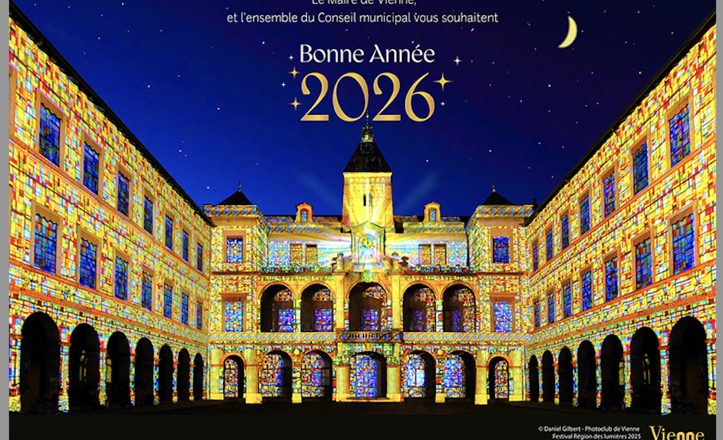 A l’issue d’un concours entre photographes, la carte de vœux de la municipalité viennoise inspirée de la « Région des Lumières », cet été