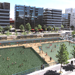 Piscine à trois bassins sur la Saône, au sein de la Darse de la Confluence à Lyon, c’est parti : les 1ères images