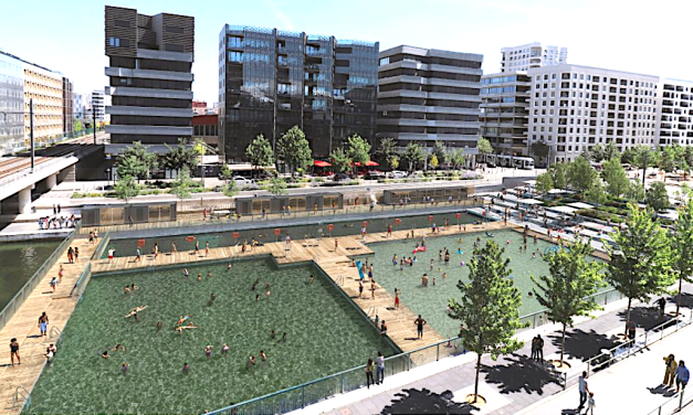 Piscine à trois bassins sur la Saône, au sein de la Darse de la Confluence à Lyon, c’est parti : les 1ères images
