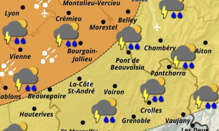 L’Isère avec neuf autres départements d&rsquo;Auvergne-Rhône-Alpes en vigilance aux orages cet après-midi et ce soir