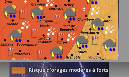 L’alerte orange à la canicule se double d’une alerte orange aux orages aujourd’hui mercredi. Ils pourraient être violents dans le Nord-Isère