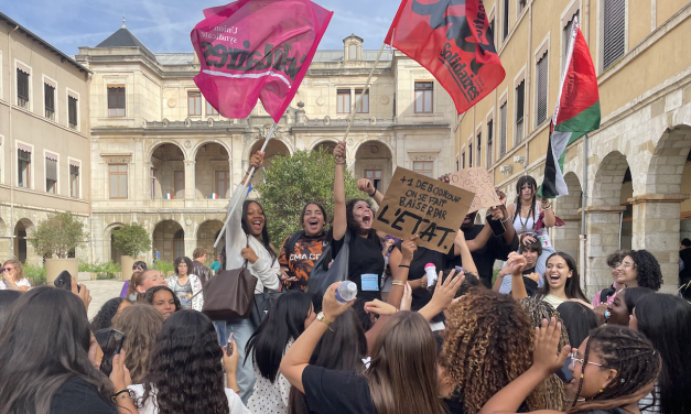 Blocage ce matin du lycée Ella Fitzgerald à St-Romain-en-Gal  et 150 manifestants rassemblés devant l’hôtel-de-ville de Vienne