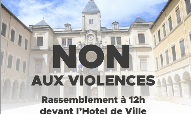 La Ville de Vienne appelle « les Viennoises et les Viennois à se rassembler aujourd’hui à 12 h, devant l’hôtel-de-Ville  contre les violences. » 