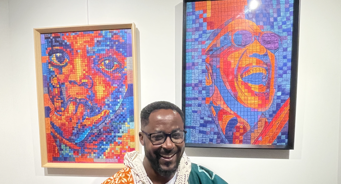 « L’Autre Galerie » rue Marchande à Vienne expose Wilfreed Akilé créateur de tableaux réalisés…à la machine à coudre…